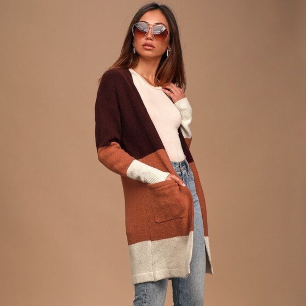 Lulu's Colorblock Knit Cardigan Sweater